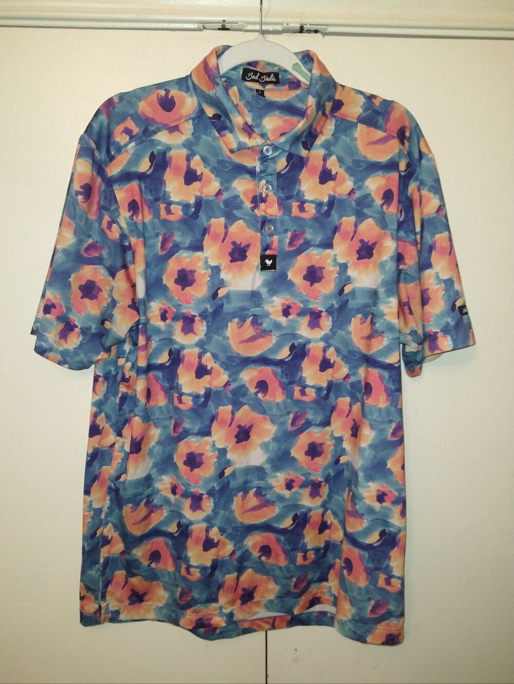 Bad Birdie Woodstock Short Sleeve Golf Polo Shirt Men's sz Large.
